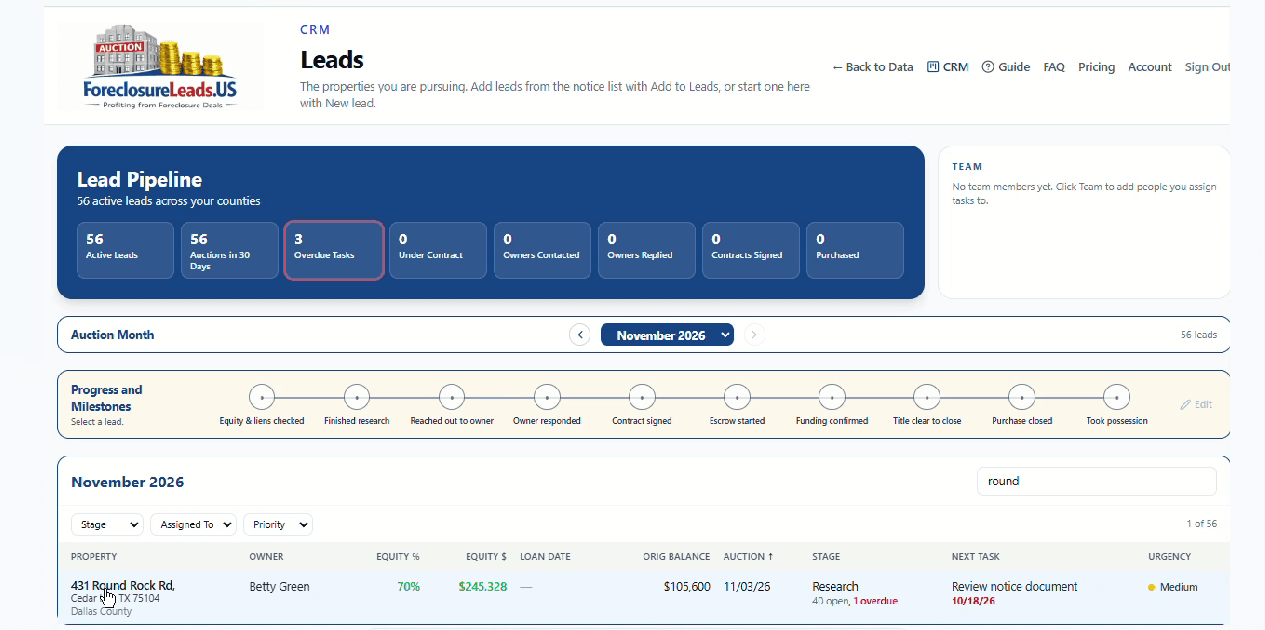 Select a Lead. Deal Card opens with details.