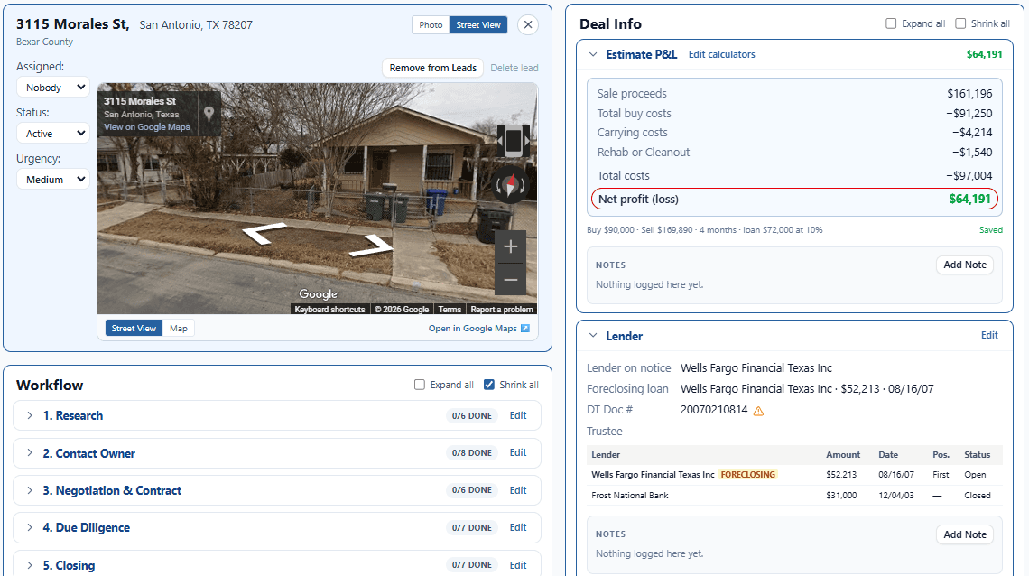 High equity pre-foreclosure in Bexar County, shown in ForeclosureLeads