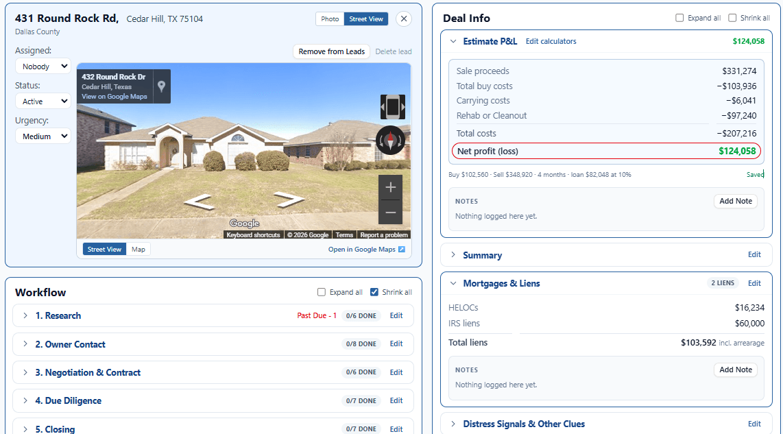 High equity pre-foreclosure in Dallas County, shown in ForeclosureLeads