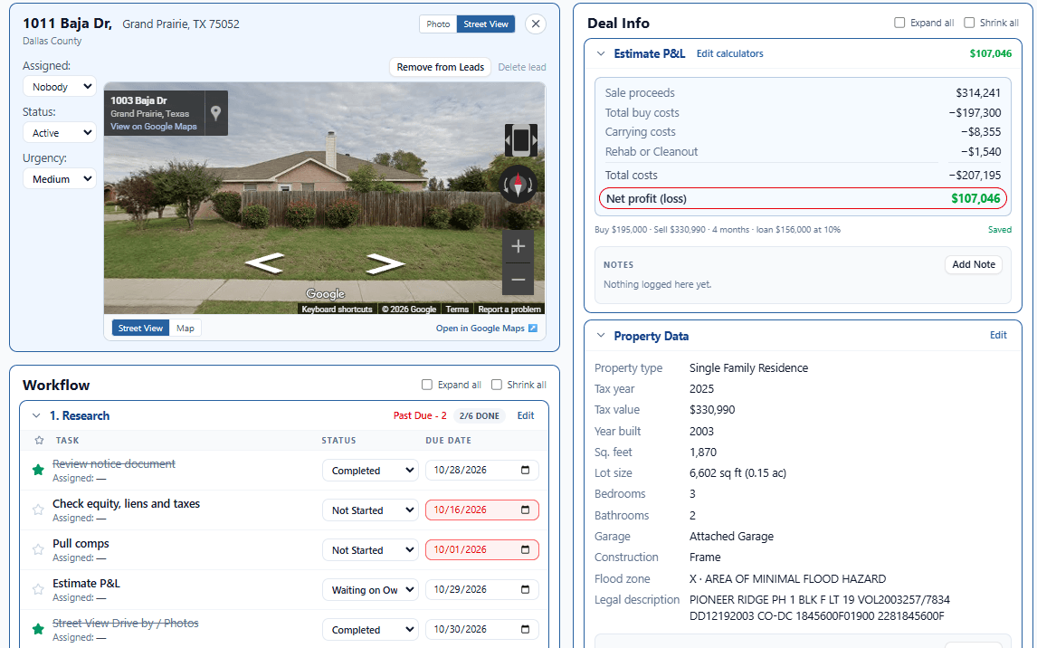 High equity pre-foreclosure in Dallas County, shown in ForeclosureLeads