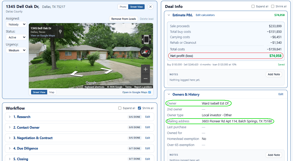 High equity pre-foreclosure in Dallas County, shown in ForeclosureLeads