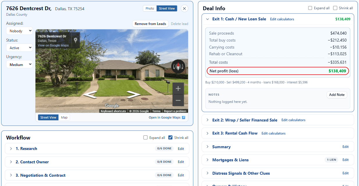 High equity pre-foreclosure in Dallas County, shown in ForeclosureLeads