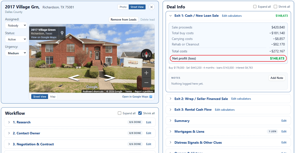 High equity pre-foreclosure in Dallas County, shown in ForeclosureLeads