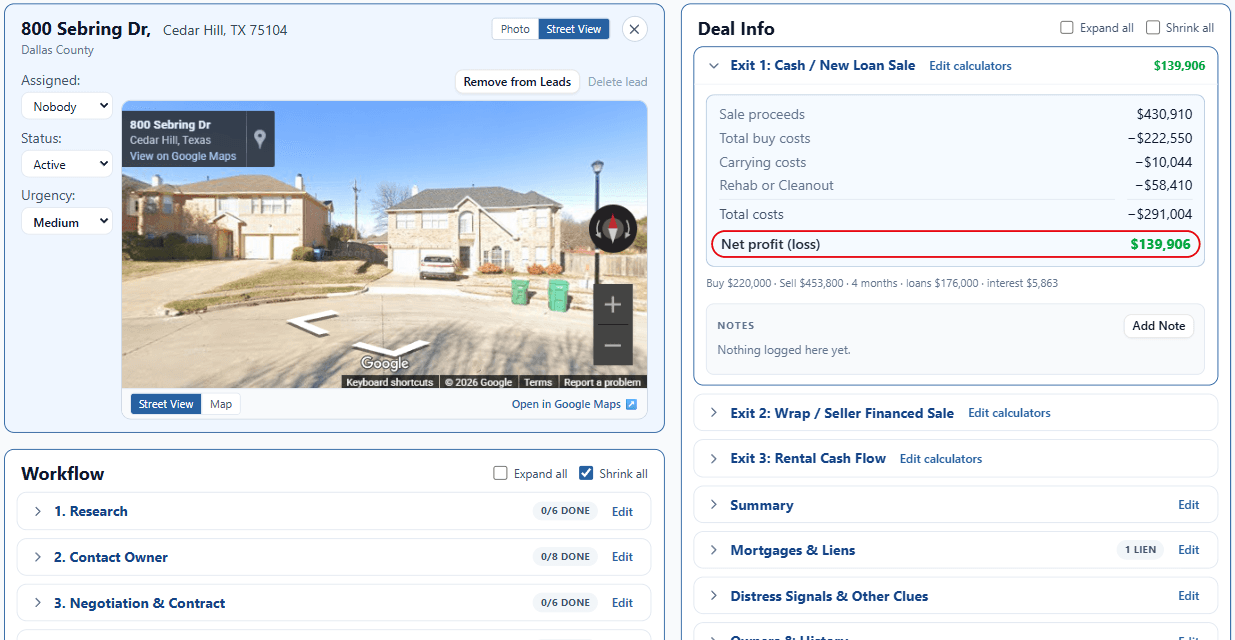 High equity pre-foreclosure in Dallas County, shown in ForeclosureLeads